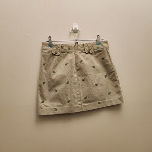 J. Crew Chino Mini Skirt Womens Sz 6 Khaki Embroidered Turtle Vet Zoo Ms.Frizzle